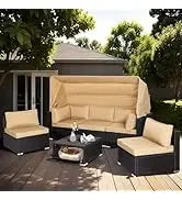 L Shaped Sofa with Ottoman Modern Nail-Head Design Linen Facing Sectional Couches with Cup Holder for Living Room etc.