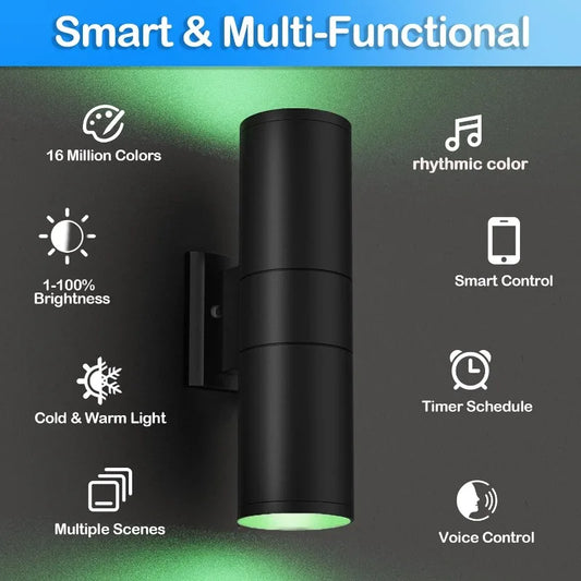 Smart Dusk to Dawn LED Outdoor Light Fixture with Sensor, Up and Down Light, Outdoor Wall Light, Porch Light, Wall Mount