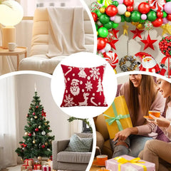 Christmas Cushion Covers Red And White Decorative Pillow Case Winter Throw Pillow Covers 45x45cm Throw Pillow Covers Holiday