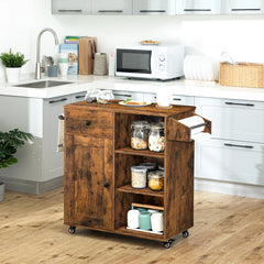 Kitchen Island Storage Cabinet with Drawer Kitchen Cart with Spice and Towel Rack Saving Space, Easy Assembly,