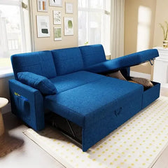 Sleeper Sofa, Oversize - 2 in 1 Pull Out Bed, Sectional Sleeper Sofa with Double Storage Chaise for Living Room, Boucle Couch