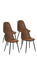 Dining Chairs Set of 4, Fabric Suede Dining Room Side Seating, Kitchen Chairs with Metal Legs for Living Room,Dark Brown