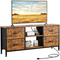 Dresser TV Stand, Wide Dressers & Chests of Drawers with Charging Station & 4 Drawers Storage for 50 inch TV, Media