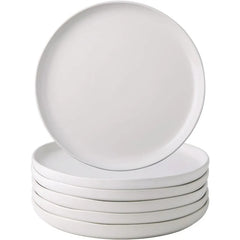 Ceramic Dinner Plates Set of 6, Wavy Rim 10.5 Inch Stoneware Dish Set, Large Dinnerware Plates