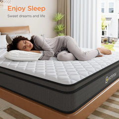 8 INCH Twin Mattress,Twin Size ,Gel Memory and Spring,Soft Hybrid Mattress in a Box for Pressure Relief,Medium Firm Support