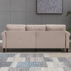 HORGAEO Linen 3 Seater Small Couch, Upholstered Riveted 3-Seat Sofa for Living Room