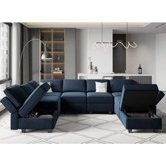 Velvet Sectional Sofa Modular with Storage Seat Oversized U Shaped Couch with Reversible Chaise Sofa Set Velvet Sectional Sofa