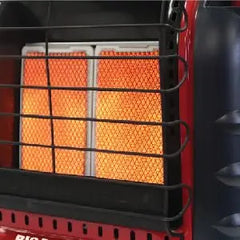 Heater 4000 to 18000 BTU 3 Setting Portable LP Gas Heater Unit with Dual Tank Connection for Indoor and Outdoor Use, Black/Red