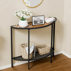 Black Half Moon Console Table 2 Tier Narrow Entryway Table with Storage Modern Couch Table Small Entry Way Tables