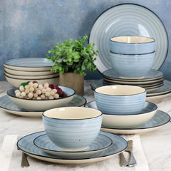 Gia 24 Piece Round Stoneware Dinnerware Set in Cream