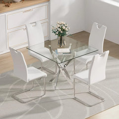 Dining Room Sets, 5 Piece Round Glass  Table Table Set, Round Glass Table Set for 4 Round Kitchen, Dining Room Sets