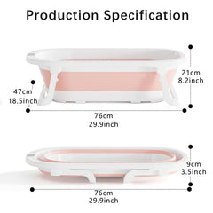 Foldable Baby Bathtub for Infants to Toddlers 0-24 Months, Portable Travel Multifunctional with Newborn Cushion & Anti-skid Pad