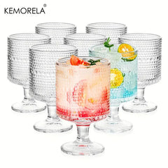 8PCS/Set Vintage Wine Drinking Goblet Glasses Romantic Water Goblets Glassware Set Hobnail Goblet Glasses Cocktail Glass Set