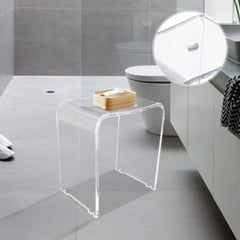 Bymaocar 300lbs Acrylic Clear Shower Stool Bathtub Seat Anti-slip U-shaped Structure W/ Round Hole for 136kg Weight Capacity New