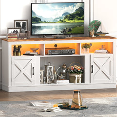 Farmhouse Fireplace TV Stand for 75/80 Inch TV, Entertainment Center Suit for 36”Electric Fireplace, 70” LED Media Console