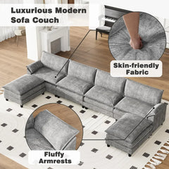 Modular Sectional Sofa Couch, Fabric Sofa Cloud Couch with Comforts, Sectional Sofa Couches for Apartment, Bedroom, Small Space