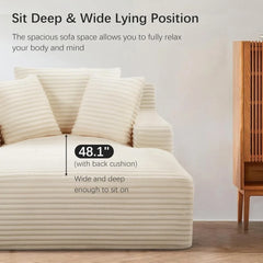 Oversized Chaise Lounge Chair Indoor, Upholstered Modern Sofa Couch with Throw Pillows and Armrests,Comfy Sleeper Chair