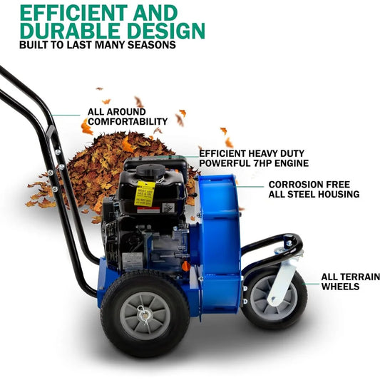 Leaf Blower Wheeled Walk Behind Jet Sweep Manual-Propelled Powerful 7HP 4 Stroke OHV Motor Output Wind Force