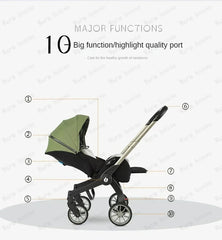 Baby Stroller Car Seat Newborn Lightweight Pram Cart Two-way With Easy Foldable 3 in 1