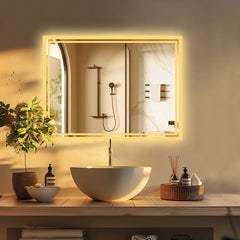 LED Backlit Mirror Bathroom Vanity with Lights,Anti-Fog,Dimmable,CRI90+,Touch Button,Water Proof,Horizontal/Vertical