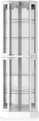 3-Side Glass Display Curio Cabinet Corner Curio Storage Rack w/ Bulb Durable NEW