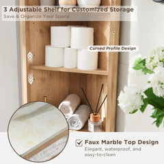 Bathroom Cabinet, 68 in. with Faux Marble Countertop and Adjustable Shelves, Space Saving, Bathroom Storage Cabinet