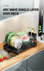 Dish Rack With Drainboard Dish Drainers for Kitchen Counter sink Adiustable Spout In sink Dish Strainers With Utensil Holder