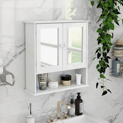 Dreamzon Bathroom Wall Cabinet with Doule Mirror Doors and Shelvs