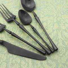 &  Flatware Set - 5 Piece Iridescent Silverware Sets | 18/10 Stainless Steel Reusable Cutlery Set | Black Utensils Service For 1