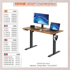 VEVOR Electric Standing Desk Height Adjustable Standing Desk W/ Dual Protecting System High Load Capacity Table for Home Office