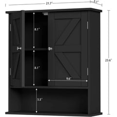 Bathroom Wall Cabinet, Bathroom Cabinet with Barn Doors & Adjustable Shelf, Medicine Cabinet for Laundry Room, Living Room