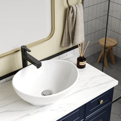 Oval Bathroom Sink, Bathroom Vessel Sink, White Vessel Sink, Bowl Sink Countertop Modern Egg Shape 40 * 33 * 14.5cm