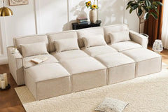 Shaped Modular Couch with Reversible Chaise,Luxury Modular Sectional Sofa for Living Room, Apartment