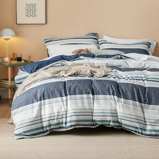 Bedsure Striped Duvet Cover King - Scandinavian Duvet Cover Set with Zipper Closure, Grey Bedding Set