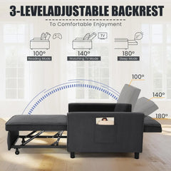 Sleeper Sofa,Sofa Bed 4 in 1 Pull Out Couch Bed w/Storage Bag,Adjustable Backrest & Armrests Chaise for Living Room