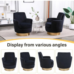 Bucket Chair, Swivel Bucket Chair Set of 2, Modern Velvet Upholstered Round Swivel Armchair,360 Degree Single Sofa Chair