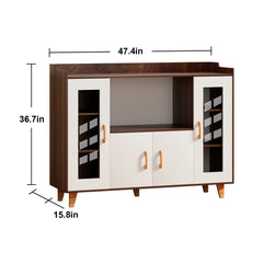 Kitchen Storage Cabinet with Open Shelf and 4 Doors, Modern Storage Cabinet for Kitchen, Dining Room, Living Room