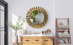 Handcrafted Round Wall Mirrors Decorative Modern Wall-Mounted Mirrors for Living Room, Entryway, Foyer, Hallway, Be