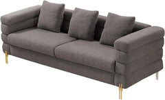 Oversized sofa-85 inch sofa couch, 3 seater comfy bouclé deep seat sofa for living room-Grey