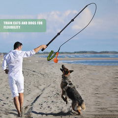 Extendable Flirt Pole Interactive Dog Toys for Small Large Dogs Chase Drag Chew Toys Outdoor Training Exercise Entertainment