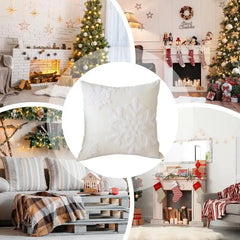 Christmas Embroidered Pillow Cover 18X18 Inch Embroidery Snowflake Decorative Pillowcase Zipper Closure Pillowcase Enhance Room