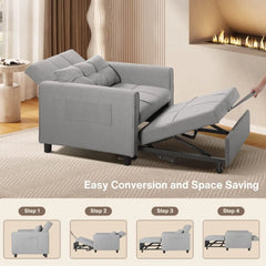 Sleeper Sofa Chair Bed, Convertible Sofa Chair 3-in-1, Adjustable Sleeper Chair Pullout Sofa Bed with Modern Linen Fabric