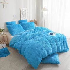 Plush Shaggy Duvet Cover Luxury Ultra Soft Crystal Velvet Bedding 1PC(1 Faux Fur Duvet Cover),Zipper Closure