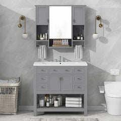 bathroom organizers, Bathroom Vanity with Single Sink Combo, Modern Bathroom Sink Cabinet with Soft Closing Doors & Drawers & Op