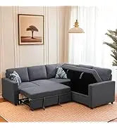 L Shaped Sofa with Ottoman Modern Sectional Living Room,Bedroom,Office,L Couch Brown