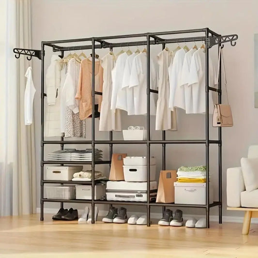 Corner L-shaped Wardrobe Storage Rack Clothes Rack Heavy Duty Clothes Rack for Hanging Clothes,