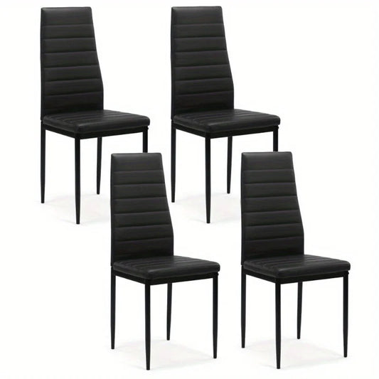 4 PCS PU Leather Dining Chairs Kitchen Backrest Elegant Chair