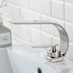 BAKALA Curve  Single Handle Hot And Cold Water  Faucet Waterfall Water Bathroom Sink Faucet 304 Stainless steel Mixer Tap