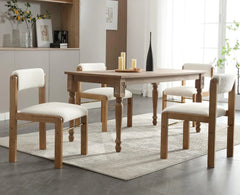 Dining Chairs, Set of 4, Upholstered Seat, Armless Side Chair W/Adjustable Back/Wood Frame, Farmhouse Dining Room Chair