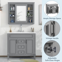 36” Bathroom Vanity with Sink, Freestanding Single Bathroom Sink Vanity Cabinet Set with 36” Countertop & Integrated Sink